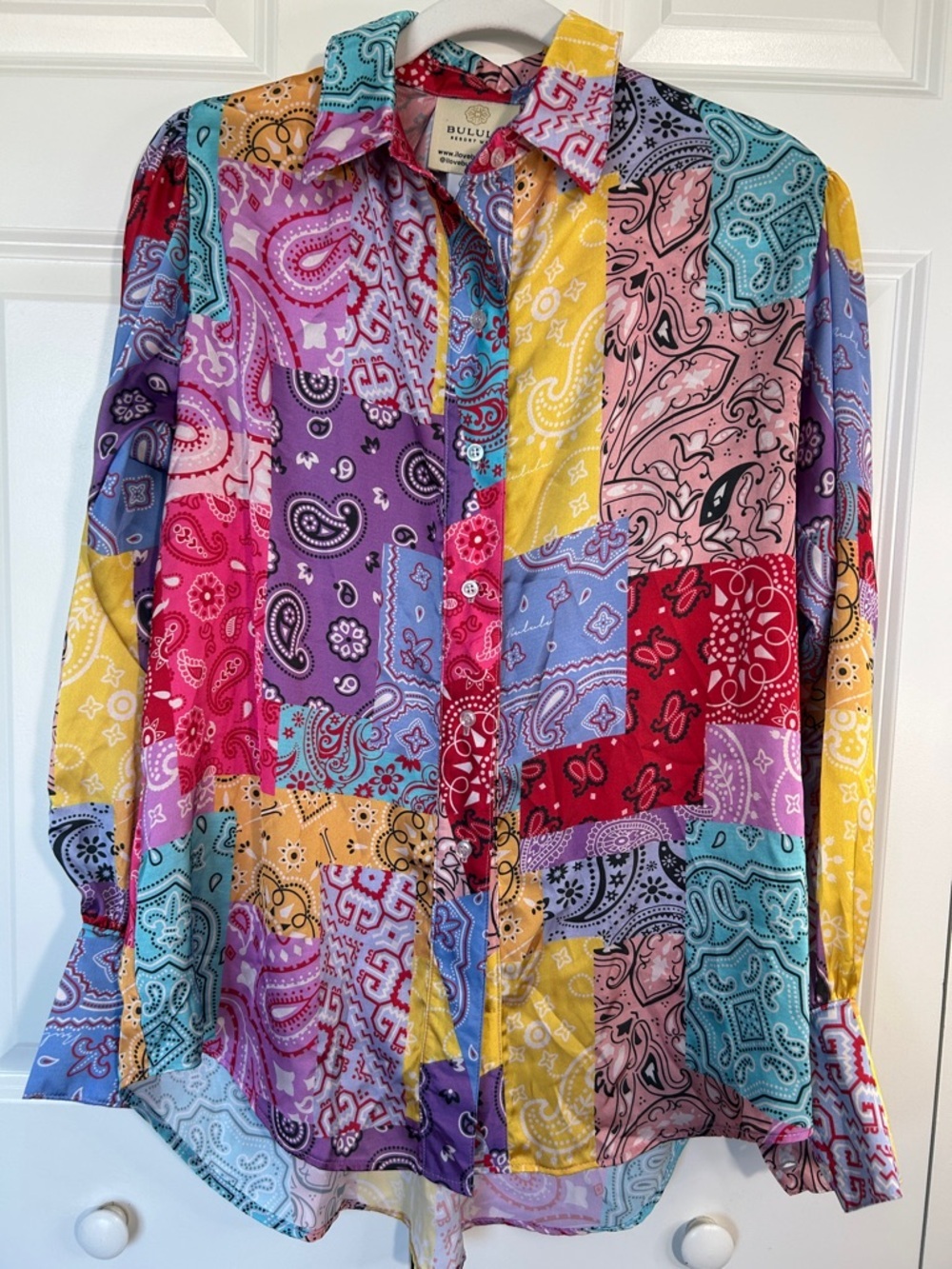 Bululu Multicolor Patchwork Bandana-Print Button Down Shirt